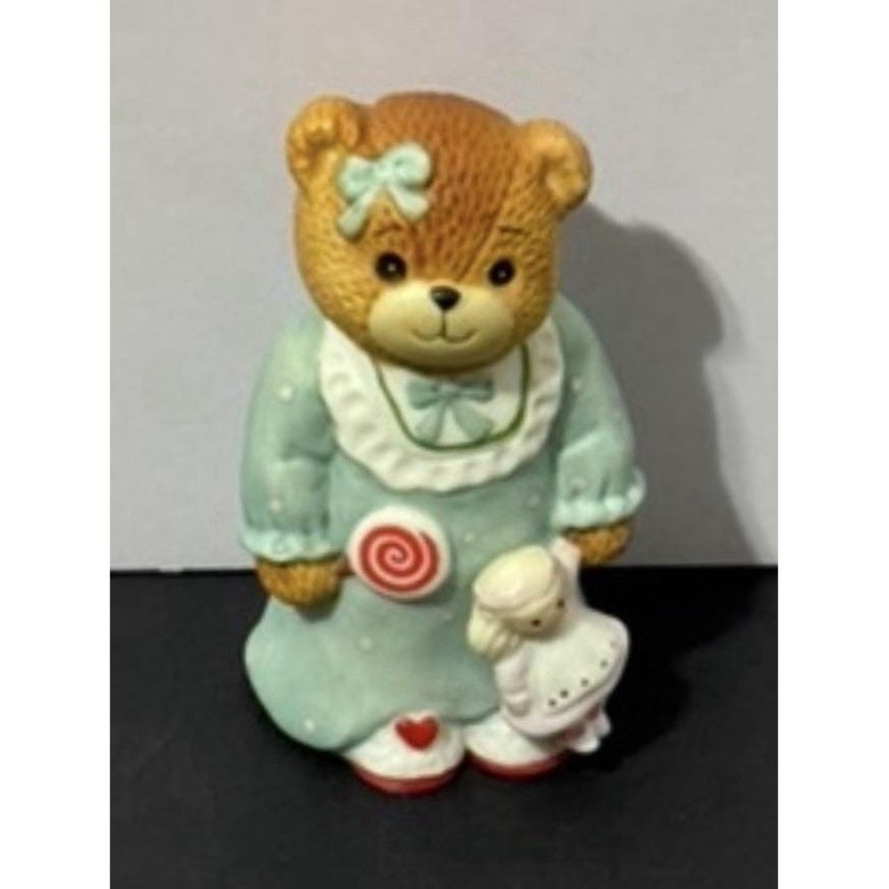 1984 Lucy & Me Little Girl Bear With Lollipop & Baby‎ Doll Lucy Rigg ENESCO Rare